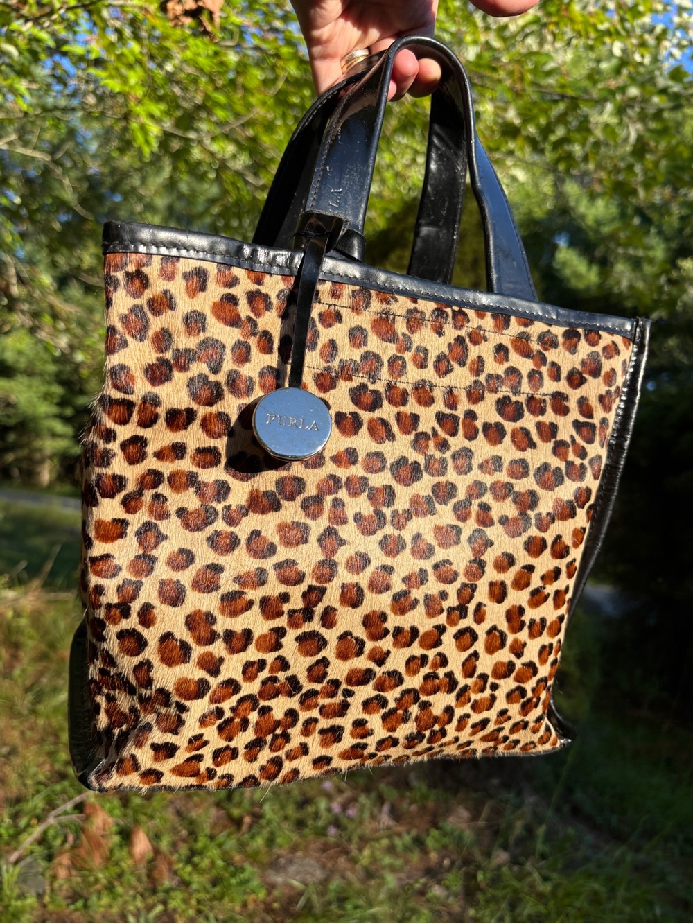 Furla Leopard-Print Calf Hair Tote Bag